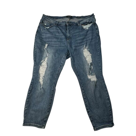 Judy Blue Womens Plus Size 24W Relaxed Fit Distressed Denim Jeans - Picture 1 of 7